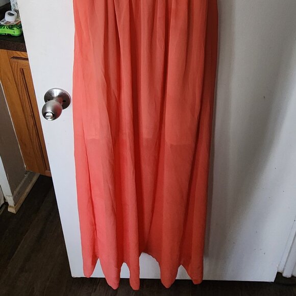 Flying Tomato Maxi Dress Sleeveless Lined Lace Ribbon Accent Chiffon Sz s - Picture 6 of 7
